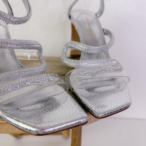 Antonio Melani Ninna Rhinestone Snake Heels Reputation Eras Bling Silver Sz 6.5 - Picture 4 of 10